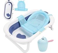 Jiubiaz Baignoire pour bébé Baignoire pour bébé Enfants Pliable Bain Sûr 3 en 1 0-6 ans avec pieds Portable Bleu