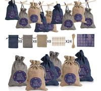 Jiubiaz Calendrier de l'Avent à remplir Sacs de Noël Décor 24 sacs en tissu(3 couleurs)