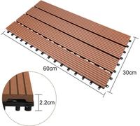 Jiubiaz Carreaux WPC Carreaux de terrasse 18 pièces = 3m² Planches de terrasse imitation bois 60x30cm, Carreau de sol Carreau à clipser Marron