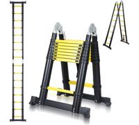 Jiubiaz Escabeau télescopique jusqu'à 150kg Stabil Aluminium Escabeau noir+jaune 2.5+2.5m