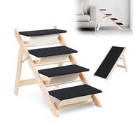 Jiubiaz Escalier pliable pour chien et chat - Hauteur : 65,5 cm - 4 marches - Charge maximale : 80 kg - Avec marchepied antidérapant