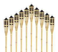 Jiubiaz Flambeaux de jardin Set 30x lampes flambeau mèche 90cm bambou flambeau huile pour l'extérieur huile de lampe pour flambeau flammes feu fête décoration