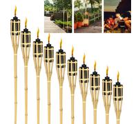 Jiubiaz Flambeaux de jardin Set 40x lampes flambeau mèche 90cm bambou flambeau à huile pour l'extérieur huile de lampe pour flambeau flammes feu fête décoration