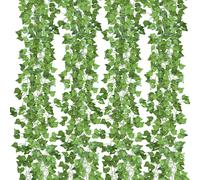 Jiubiaz Guirlande de lierre artificiel, Foliage Vine Garland of Lierre Faux lierre en espalier Décoration de plantes pour les fêtes, mariage, cuisine, jardin, bureau