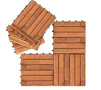 Jiubiaz Lot de 44 dalles de sol en bois d'acacia - 4 m ² - Résistants aux intempéries - Facile à poser - Pour terrasses et balcons - 30 x 30 cm - 6 lattes