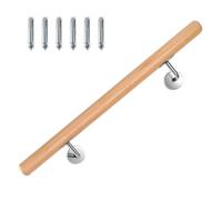 Jiubiaz Main courante en hêtre - Rampe d'escalier avec support mural et embouts - Main courante en bois antidérapante Ø 42 mm - Main courante murale pour escaliers et balcon - Longueur : 100 cm