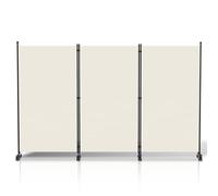 Jiubiaz Paravent Lot de 3 séparateurs pliables sur roulettes pour bureau, balcon (beige) 263 x 181 cm