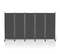 Jiubiaz Paravent séparateur de pièce, pliable, sur roulettes, 5 pièces, 284 x 181 cm, pour bureaux, balcons, anthracite