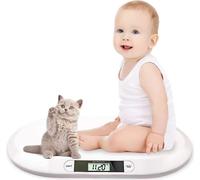Jiubiaz Pèse-bébé Babywaagen Balance d'allaitement numérique plate Pèse-animaux adapté aux nouveau-nés de moins de 20 kg avec écran LCD Arrêt automatique Blanc