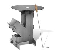 Jiubiaz Poêle à fusée avec plaque de cuisson Rocket Stove avec crochet et 2 pieds supplémentaires - Réchaud de camping en acier massif de 3 mm d'épaisseur - Poêle à bois - Poêle à fusée - Pour