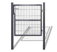 Jiubiaz Portillon de Jardin, 100x100cm Portillon en fer galvanisé Portail de clôture robuste et durable, Porte de clôture avec Serrure, poignée et 3 Clés, Anthracite