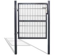 Jiubiaz Portillon de Jardin 120x100cm Anthracite en Acier Galvanisé - Porte de Clôture Avec Serrure, Poignée et Clé Pour Patio ou Terrasse