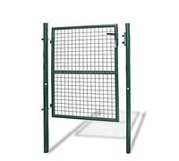 Jiubiaz Portillon de Jardin, 150x100cm Portillon en fer galvanisé Portail de clôture robuste et durable, Porte de clôture avec Serrure, poignée et 3 Clés, Vert