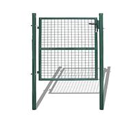 Jiubiaz Portillon de Jardin, Barre en Acier Zingué Portes de Clôture, 100x100cm Vert Porte de clôture avec Serrure, poignée et 3 Clés, Robuste et durable, Facile à Installer