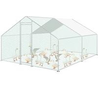 Jiubiaz Poulailler Poulailler 3x4x2m Enclos XXL avec serrure Enclos extérieur Acier galvanisé Petit poulailler Enclos pour petits animaux Poulailler pour volailles