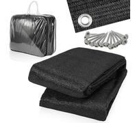 Jiubiaz Tapis pour auvent, Tapis de Camping avec 12 Trous, 13 piquets et Sac de Transport, Respirant, antidérapant, Lavable, Tapis de Camping (Noir, 300 x 600 cm)