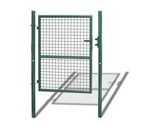 Jiubiaz Zingué Portes de Clôture, 125x100cm Vert Portillon de Jardin, Portail Porte de clôture avec Serrure, poignée et 3 Clés, Porte de Jardin Patio ou Terrasse