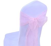 JIUERYY 50pcs Rubans en Organza Housse de Chaise nœuds de Mariage décoration de Ceremonie Fête événement Anniversaire 17 x 275cm-Rose Clair
