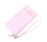 JIUFENG Portefeuille Long avec Blocage RFID pour Femme Grande capacité Fermeture éclair Porte-Cartes Pochette Tendance (Rose)