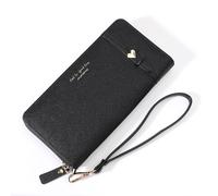 JIUFENG Portefeuille Long avec Blocage RFID pour Femme Grande capacité Fermeture éclair Porte-Cartes Pochette Tendance (Noir)