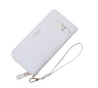 JIUFENG Portefeuille Long avec Blocage RFID pour Femme Grande capacité Fermeture éclair Porte-Cartes Pochette Tendance (Gris)