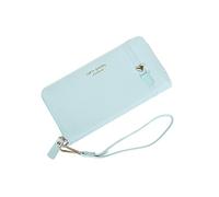 JIUFENG Portefeuille Long avec Blocage RFID pour Femme Grande capacité Fermeture éclair Porte-Cartes Pochette Tendance (Bleu Clair)