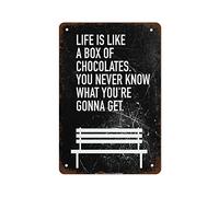 JIUFOTK Affiche d'art en étain de décoration murale de nouveauté drôle La vie est comme une boîte de chocolats Vous ne savez jamais ce que vous allez obtenir Meilleure citation Décor pour 8x12 pouces