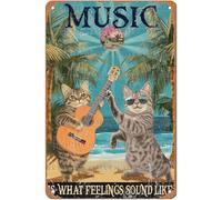 JIUFOTK Affiche vintage en métal avec inscription « Cats Music Is What Feelings Sound Like » (20 x 30 cm)