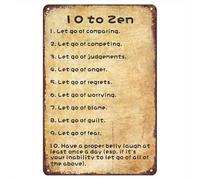 JIUFOTK Calmer Ten To Zen Retro Metals 10 To Zen Vintage Tin Sign Funny Wall Art Décoration intérieure Affiche en métal pour l'église Cadeau pour l'église Croyant 12x16 pouces