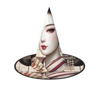 JIUFOTK Chapeau de sorcière d'Halloween pliable pour fille geisha japonaise, idéal pour les fêtes et le cosplay.