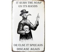 JIUFOTK Chat drôle salle de bain signes métal vintage signe décor pour la maison étain signes pour la maison rétro affiche (il frotte le) 8x12 pouces