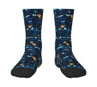 JIUFOTK Chaussettes mi-mollet pour enfants Dragon Dreams Starry Castle Blue - Chaussettes mi-mollet respirantes pour garçons et filles