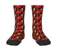 JIUFOTK Chaussettes mi-mollet pour enfants, motif dragon rouge, mignonnes - Chaussettes mi-mollet respirantes pour garçons et filles