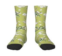JIUFOTK Chaussettes mi-mollet pour enfants, motif traditionnel chinois, dragon et nuages, vert - Chaussettes montantes pour garçons et filles, chaussettes respirantes