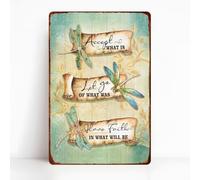 JIUFOTK Libellule Décor Accepter ce qui est Lâcher prise de ce qui était Ayez foi en ce qui sera Inspirant Métal Vintage Tin Sign Décoration de chambre 8x12 pouces