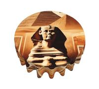 JIUFOTK Nappe Ronde imperméable de 152 cm (60 Pouces) avec Motif Pyramide égyptienne Vintage, idéale pour décorer Une Table dans Une Salle à Manger, Une Cuisine ou Une fête.