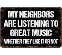 JIUFOTK Panneau en métal « Mes voisins » pour garage, jardin, terrasse, maison, salon, chambre à coucher, décoration, cadeau, bar, café, cuisine, 30,5 x 40,6 cm