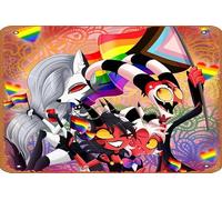 JIUFOTK Panneau en métal rétro en métal Loona (Helluva Boss) Blitzo (Helluva Boss) Millie (Helluva Boss) Moxxie (Helluva Boss) pour jardin, club, extérieur, intérieur, maison, ative, 5,5 x 8 pouces