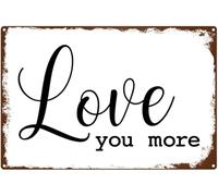 JIUFOTK Panneau mural en métal « Love You More », décoration d'intérieur, motivation, rouille, pour porte, porche, jardin, résistant aux intempéries, 20 x 30 cm