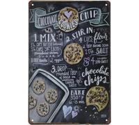 JIUFOTK Plaque en étain vintage pour aliments, biscuits aux pépites de chocolat, plaque en métal rétro, décoration murale, plaque murale pour cuisine, boulangerie, café, restaurant. 8x12 pouces