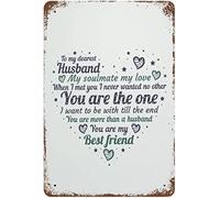 JIUFOTK Plaque en métal vintage « À mon cher mari », cadeau de mariage pour couple, panneau de Saint-Valentin, drôle, nouveauté, cuisine, bar, club, garage, jardin, décoration murale 8x12 pouces