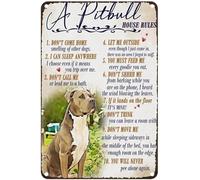 JIUFOTK Plaque en métal vintage « A Pitbull House Rules You Will Never Pee Alone Again » Décoration murale rustique pour maison, chambre, bar, café, club, 14 x 20 cm