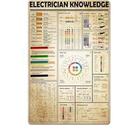 JIUFOTK Plaque en métal vintage avec infographie sur les connaissances électroniques, symbole de circuit, guide rapide, affiche, décoration murale pour bureau et maison, 20 x 30 cm