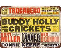 JIUFOTK Plaque en métal vintage de 1958, reproduction de Buddy Holly au Trocadéro 8x12 pouces