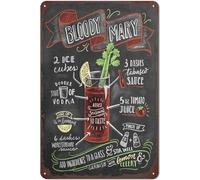 JIUFOTK Plaque en métal vintage pour bar, décoration murale rétro pour cocktail, panneau mural pour homme des cavernes, Bloody Mary. 6X8 pouces