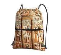 JIUFOTK Sac à dos décontracté à cordon coulissant avec poche zippée, inspiré de la civilisation égyptienne antique, idéal pour la salle de sport et le quotidien.