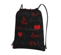 JIUFOTK Sac à dos décontracté à cordon de serrage avec motif de battements de cœur, poche zippée, idéal pour la salle de sport et le quotidien.