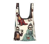 JIUFOTK Sac à provisions pliable et réutilisable à l'effigie de paresseux aristocrates, sac à provisions portable pour un usage quotidien