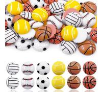 JiuGongmoup Lot de 12 breloques en résine avec ballon de sport, basket-ball, football, volley-ball, tennis, pour bricolage, scrapbooking, décoration de boîte à bijoux, étui de téléphone, artisanat