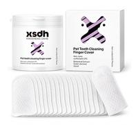 JIUHCORY Lot de 50 protège-doigts pré-humidifiés pour nettoyer les dents des animaux de compagnie pour chiens et chats, soin bucco-dentaire double face, formule CPC pour une haleine fraîche et une